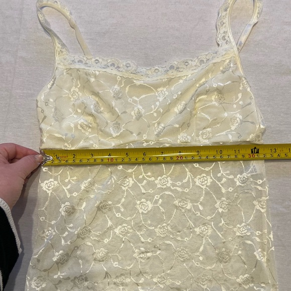 Y2K Inspired Cream Floral Lace Cami Sheer Tank Top Romantic Fairy - Picture 5 of 5
